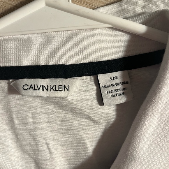 Calvin Klein Short Sleeve White and Gray Polo Shirt for Men - Picture 4 of 4